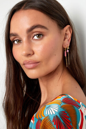 Earrings with bead pendant - gold/pink Stainless Steel h5 Picture2