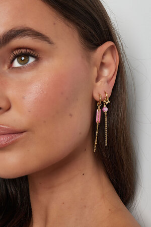 Ohrringe mit Perlenanhänger – gold/rosa Edelstahl h5 Bild3