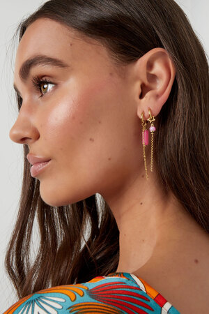 Ohrringe mit Perlenanhänger – gold/rosa Edelstahl h5 Bild4