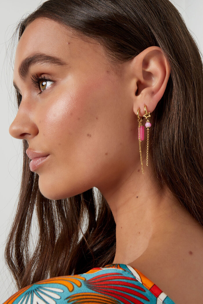 Ohrringe mit Perlenanhänger – gold/rosa Edelstahl Bild4