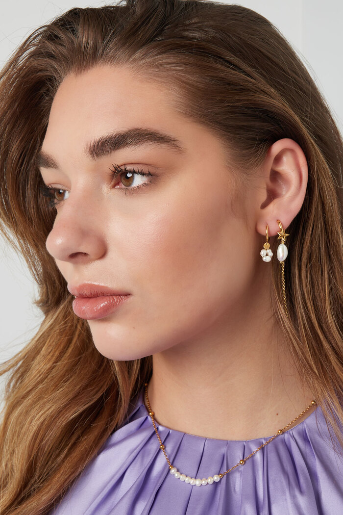 Boucles d'oreilles avec pendentif perle - argent Acier Inoxydable Image4