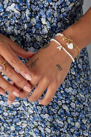 Bracelet perles coquillage et coeur - argent h5 Image2