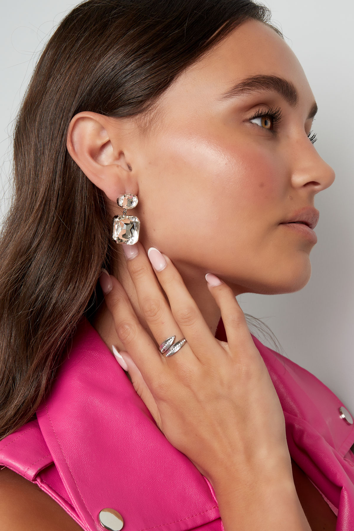 Boucles d'oreilles perles de verre carrées/rondes - argent Perles de verre Image3
