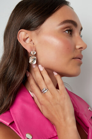 Pendientes perlas de vidrio cuadradas/redondas - púrpura Perlas de vidrio h5 Imagen3