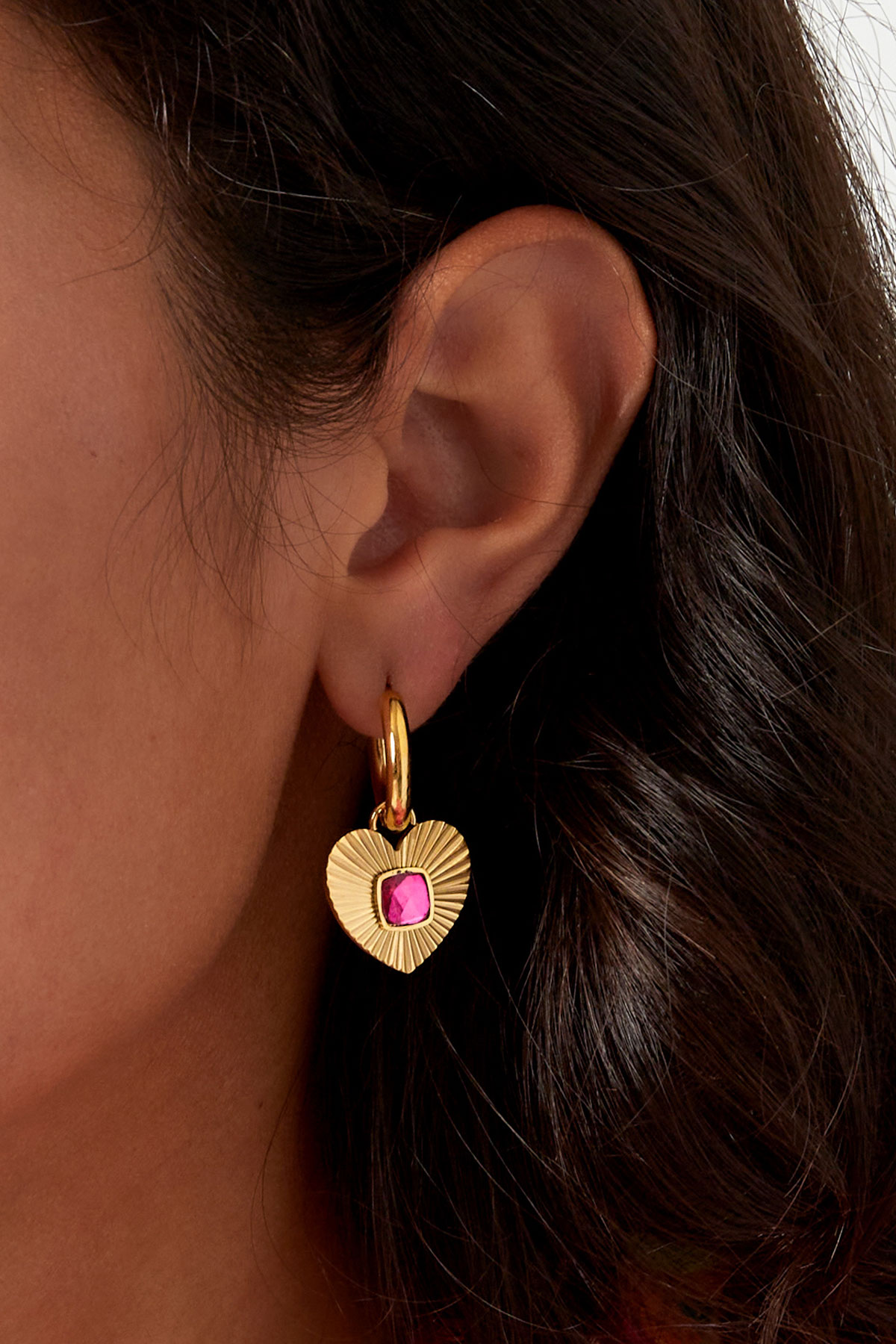Boucles d'oreilles coeur avec pierre - argent/blanc h5 Image3