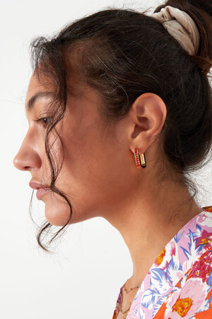 Ohrringe längliche Steine - Gold/Weiß h5 Bild3