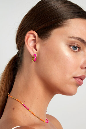 Creoles colored with stone - gold/pink h5 Picture2