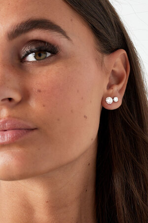 Ear studs round stone - gold h5 Picture4