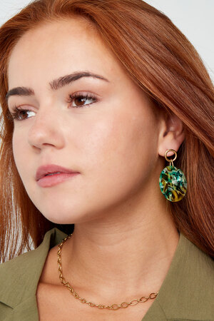 Earring circle with gold detail green - gold h5 Picture4