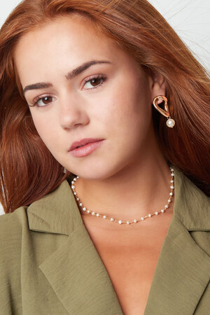 Boucles d'oreilles asymétriques avec perle - argent h5 Image2