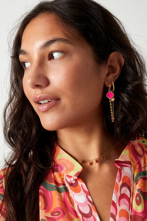 Boucles d'oreilles breloque colorée avec jargon - doré/rose h5 Image2