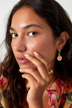 Ohrringe Münzanhänger mit Herz rosa - gold h5 Bild4