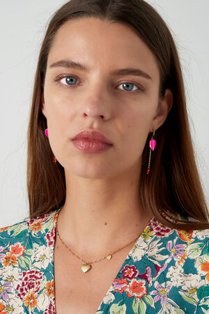Boucles d'oreilles coeur avec détail zircon - or/rose h5 Image4