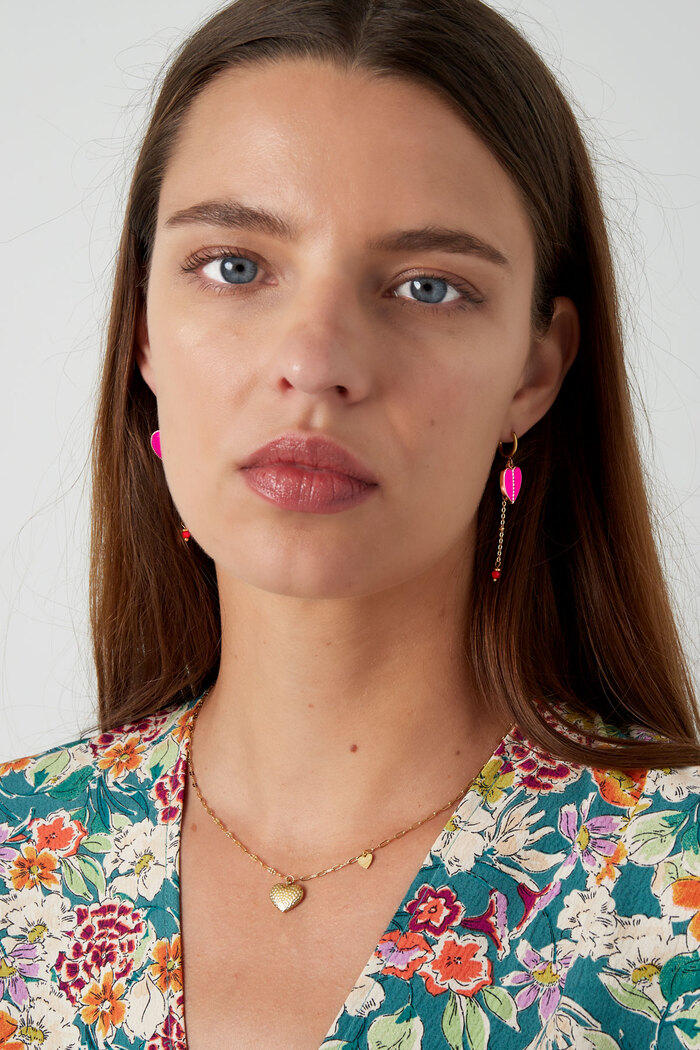 Boucles d'oreilles coeur avec détail zircon - or/rose Image4