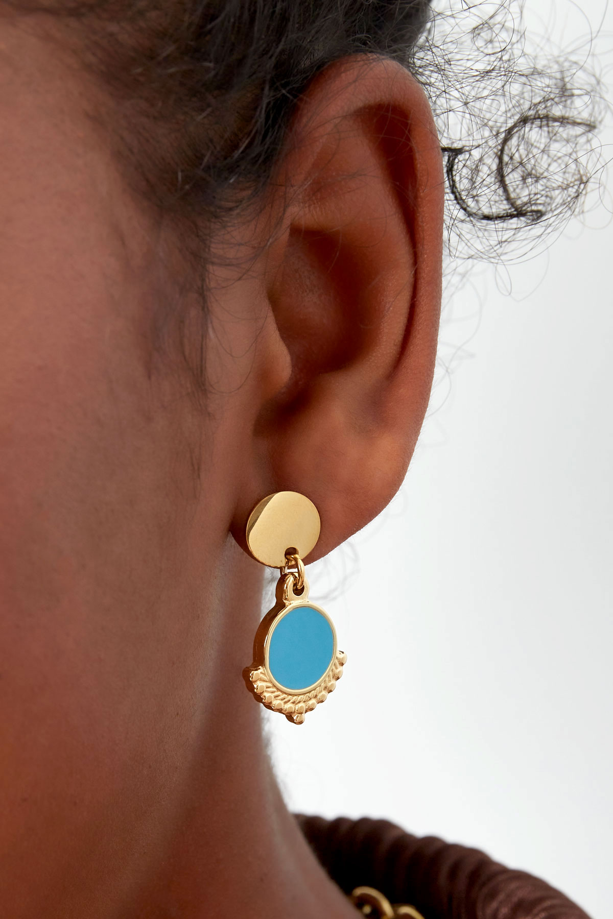 Boucles d'oreilles élégantes avec couleur - or/bleu h5 Image3