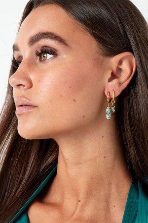 Earring with green beads - gold h5 Picture4