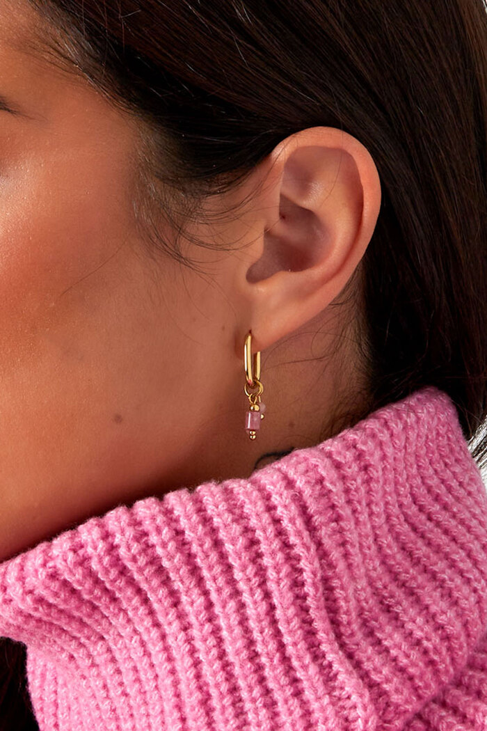 Ohrring mit rosa Perlen – Gold Bild5