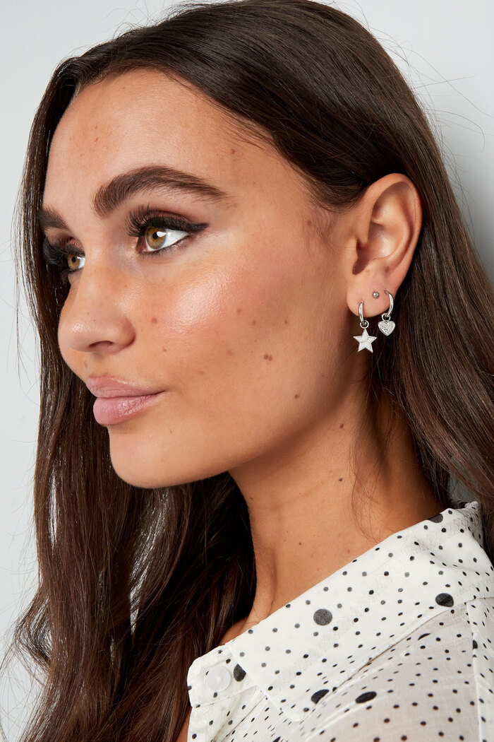 Earrings star with print - silver Picture4