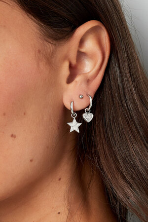 Earrings star with print - silver h5 Picture3