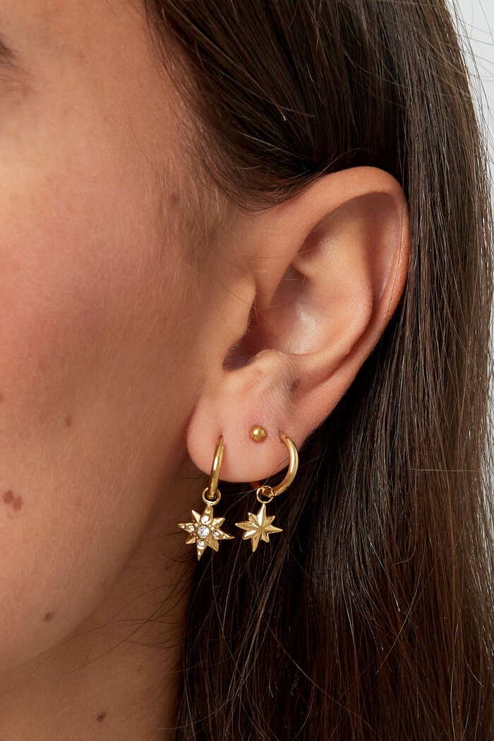 Earrings star with stones - gold/blue Picture3