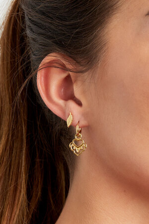Boucles d'oreilles coeur avec détails - argent h5 Image3