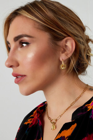 Elongated earrings with flower - gold h5 Picture3