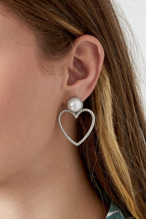 Ohrringe Herz mit Perle - Gold h5 Bild3