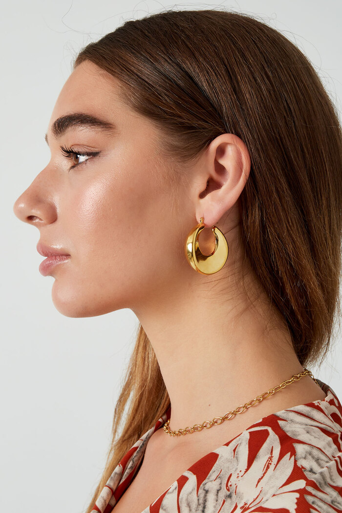 Boucles d'oreilles rondes brillantes - dorées Image3