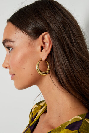 Earrings round with print - gold h5 Picture3