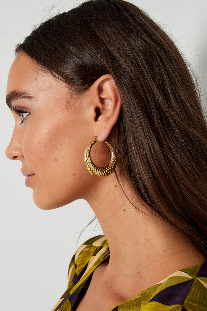 Earrings round with print - gold Picture3