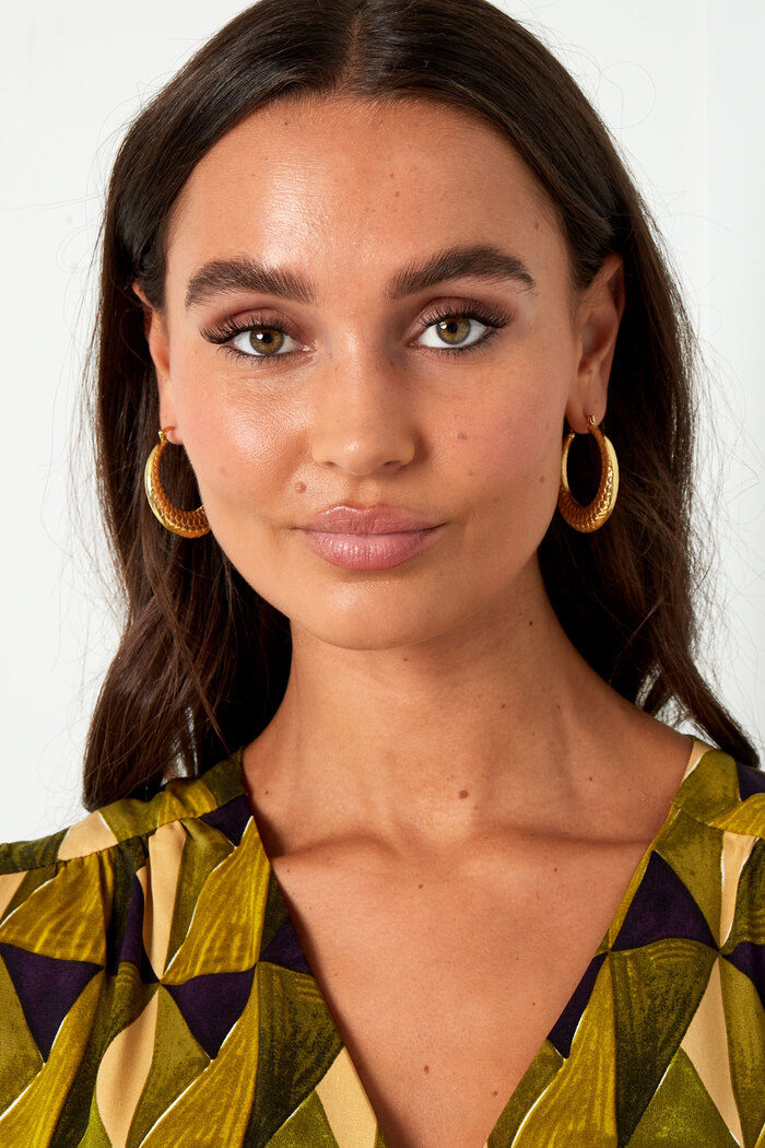 Earrings round with print - gold Picture4