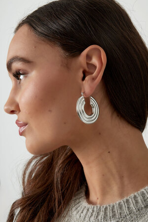 Boucles d'oreilles rondes avec motif - argent h5 Image4