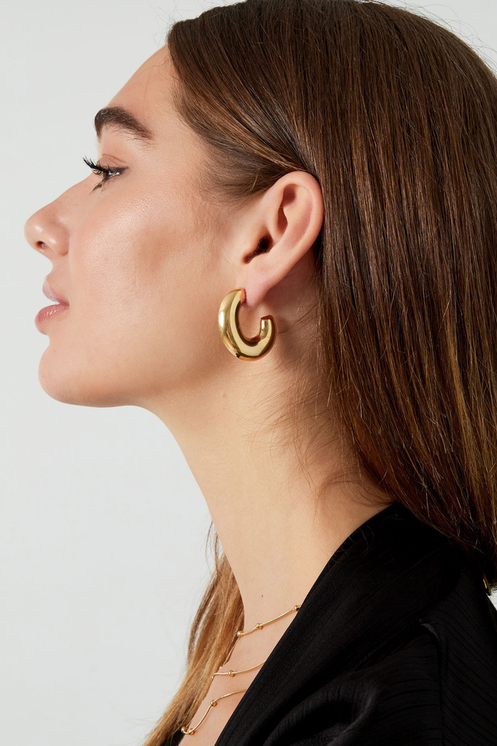 Boucles d'oreilles basiques demi lune épaisse - dorées Image3