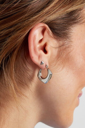 Earrings asymmetrical half moon small - silver h5 Picture3