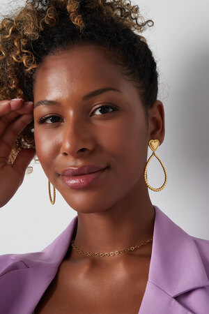 Earrings drop with heart - gold h5 Picture2