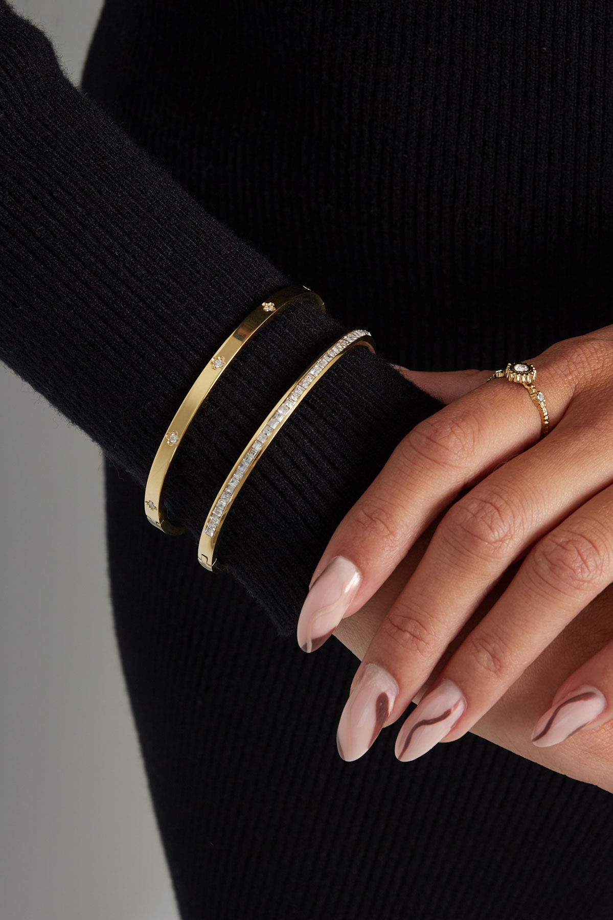 Bracelet esclave pierres fines - blanc