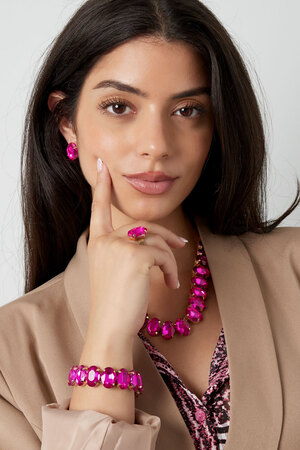 Bracelet grosses perles de verre - rose h5 Image4