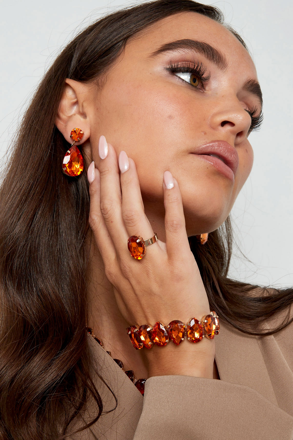 Bracciale in perle di vetro - arancione Immagine3