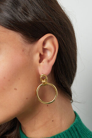 Earrings connected circles plain - gold h5 Picture3