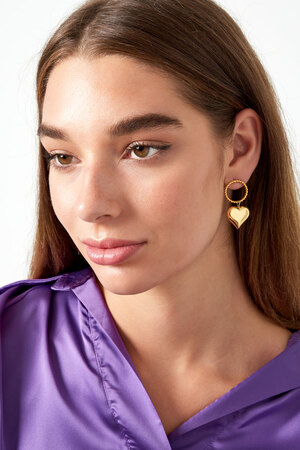 Earrings round & heart - gold h5 Picture2