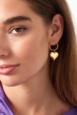 Earrings round & heart - gold h5 Picture3