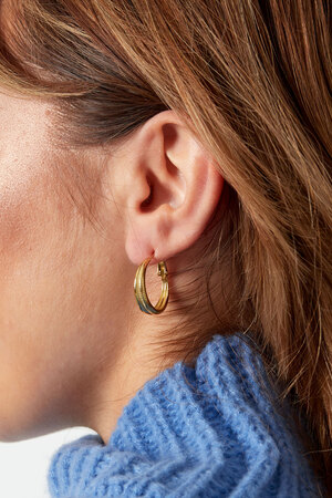 Double earring with relief - gold h5 Picture3