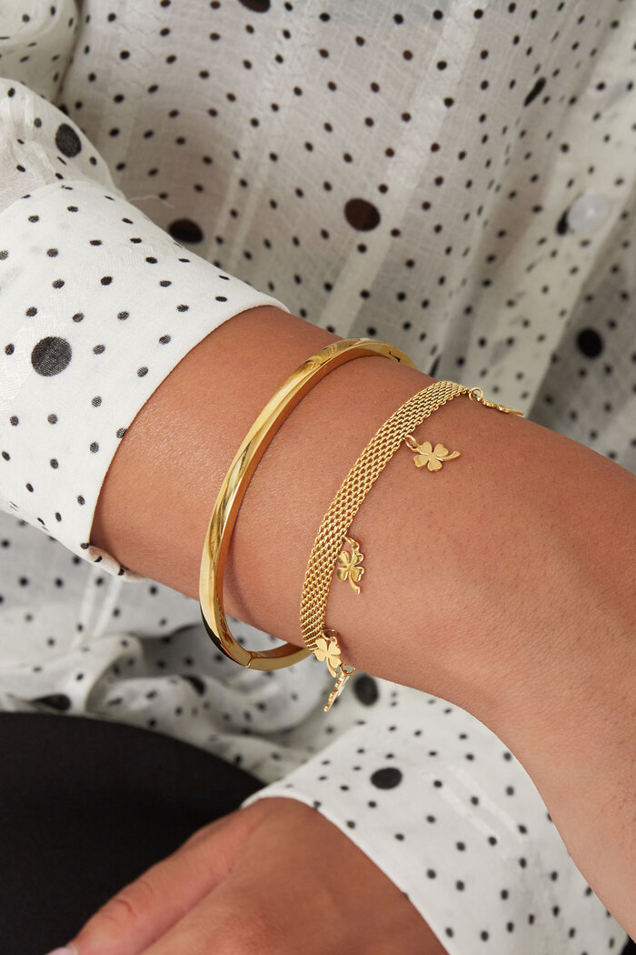 Robustes Armband mit Kleeblättern – Gold Bild2