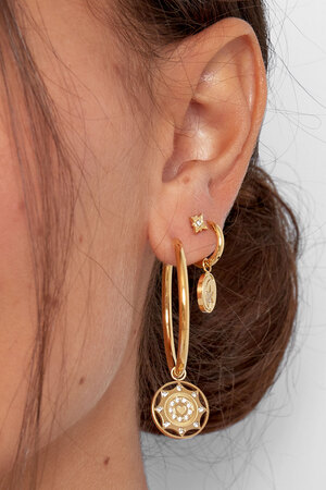 Earrings zircon coin - gold h5 Picture3
