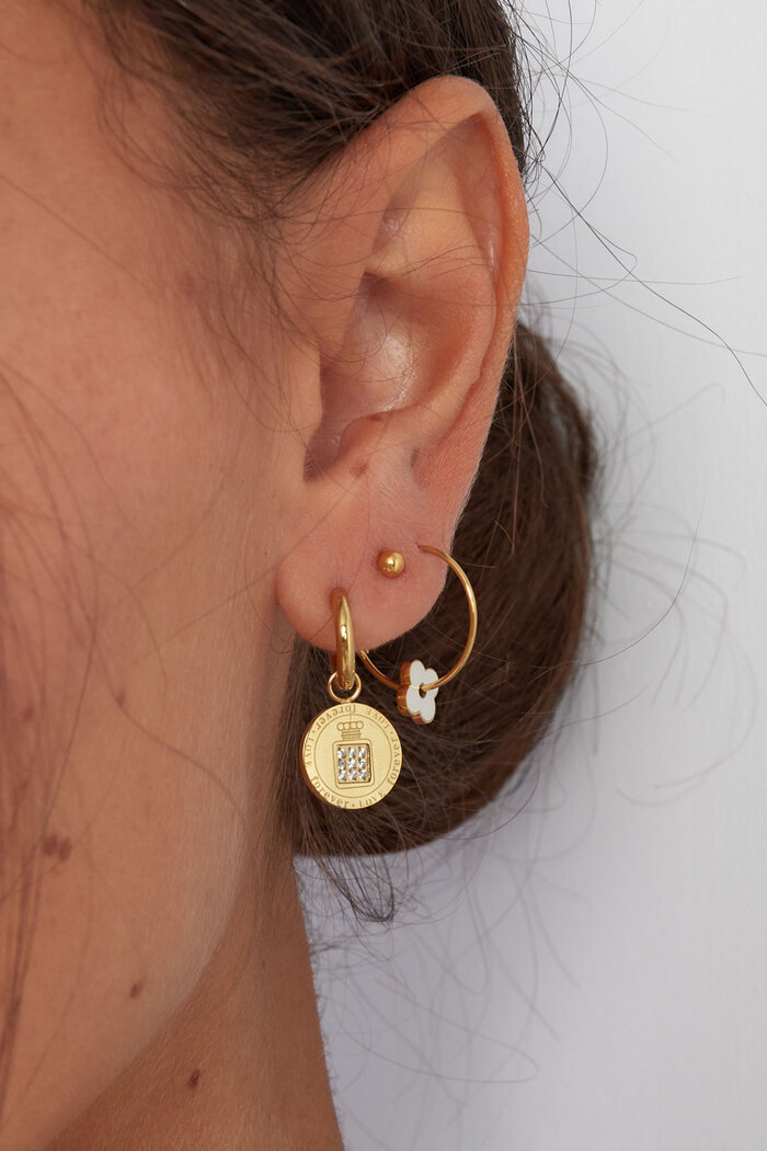 Earrings round coin stones - gold Picture2