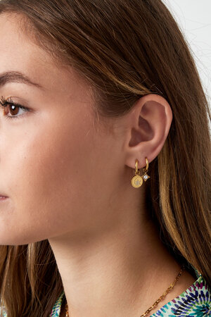 Boucles d'oreilles minimalistes diamant avec pierre - or h5 Image2