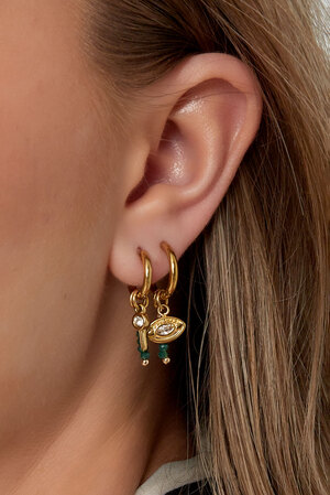 Boucles d'oreilles perles avec breloque - doré/marron h5 Image2