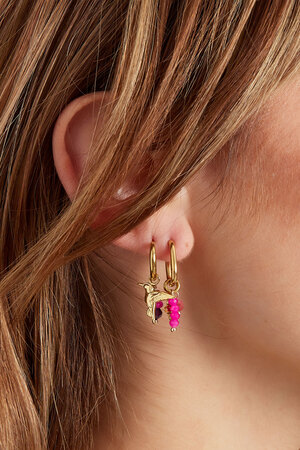 Earrings with hummingbird knitting natural stone - gold h5 Picture2