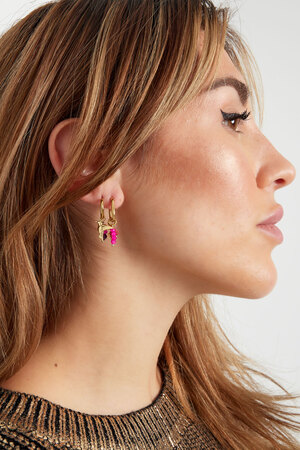 Earrings with hummingbird knitting natural stone - gold h5 Picture3