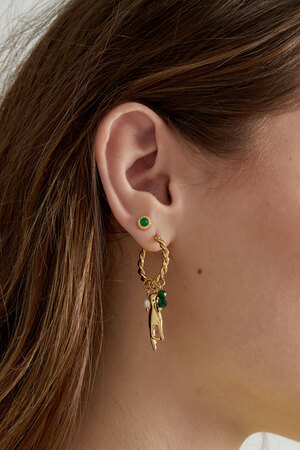 Boucles d'oreilles avec pendentifs mains et perles - vert/or h5 Image3